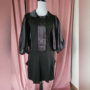 Satin Puff Sleeve Mini Dress